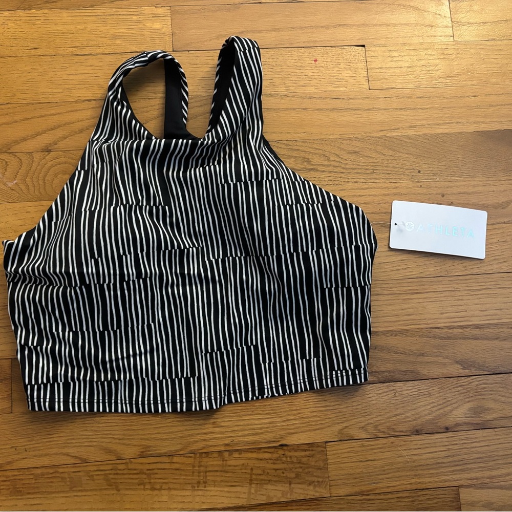 Athelta Conscious Crop Bikini Top Black and White XL NWT